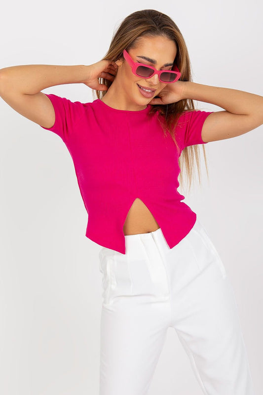 Kurzärmelige Bluse mit sexy Schlitz Rue Paris